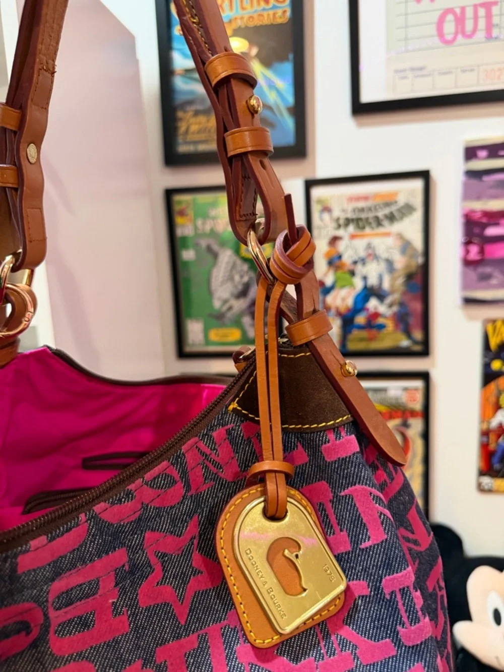 ON HOLD FOR AJAY DONT BUY! Dooney & Bourke Pink Logo Canvas Hobo - Picture 6 of 11